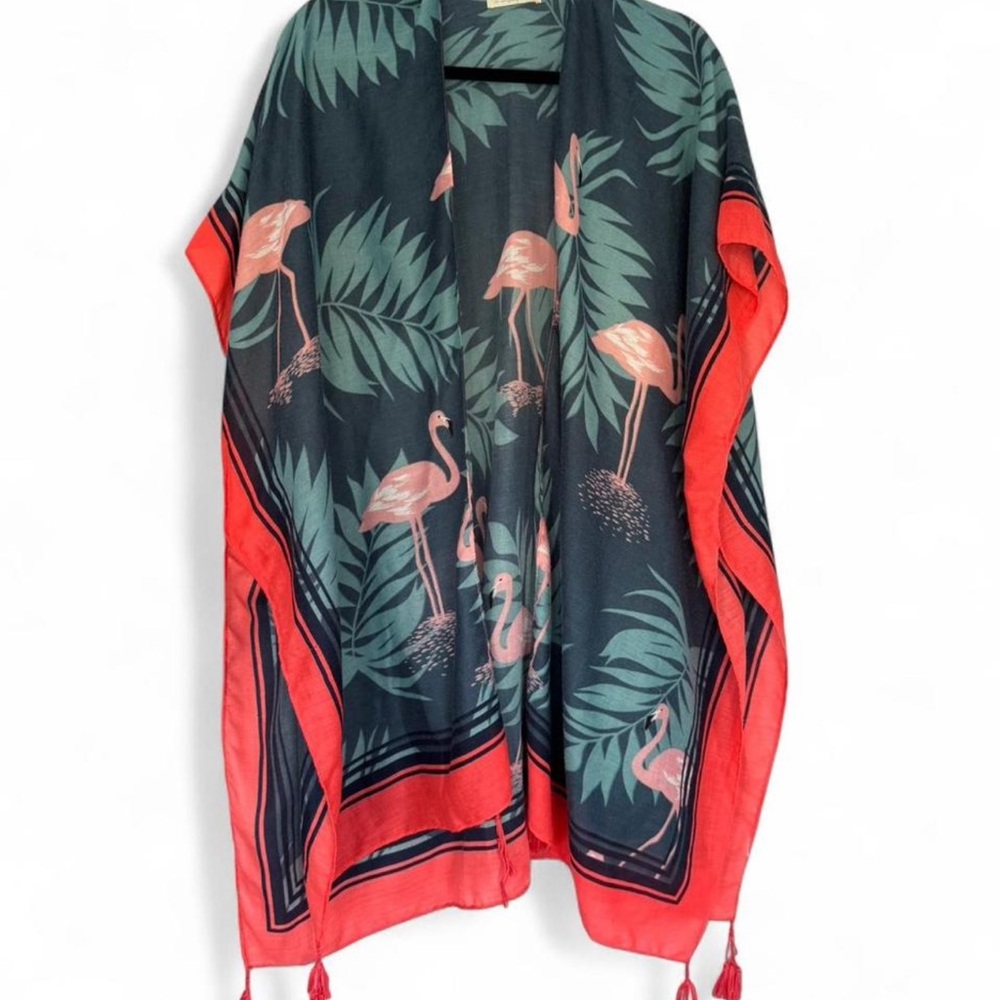 Do Everything In Love Tropical Flamingo Kimono Cover-Up | One Size